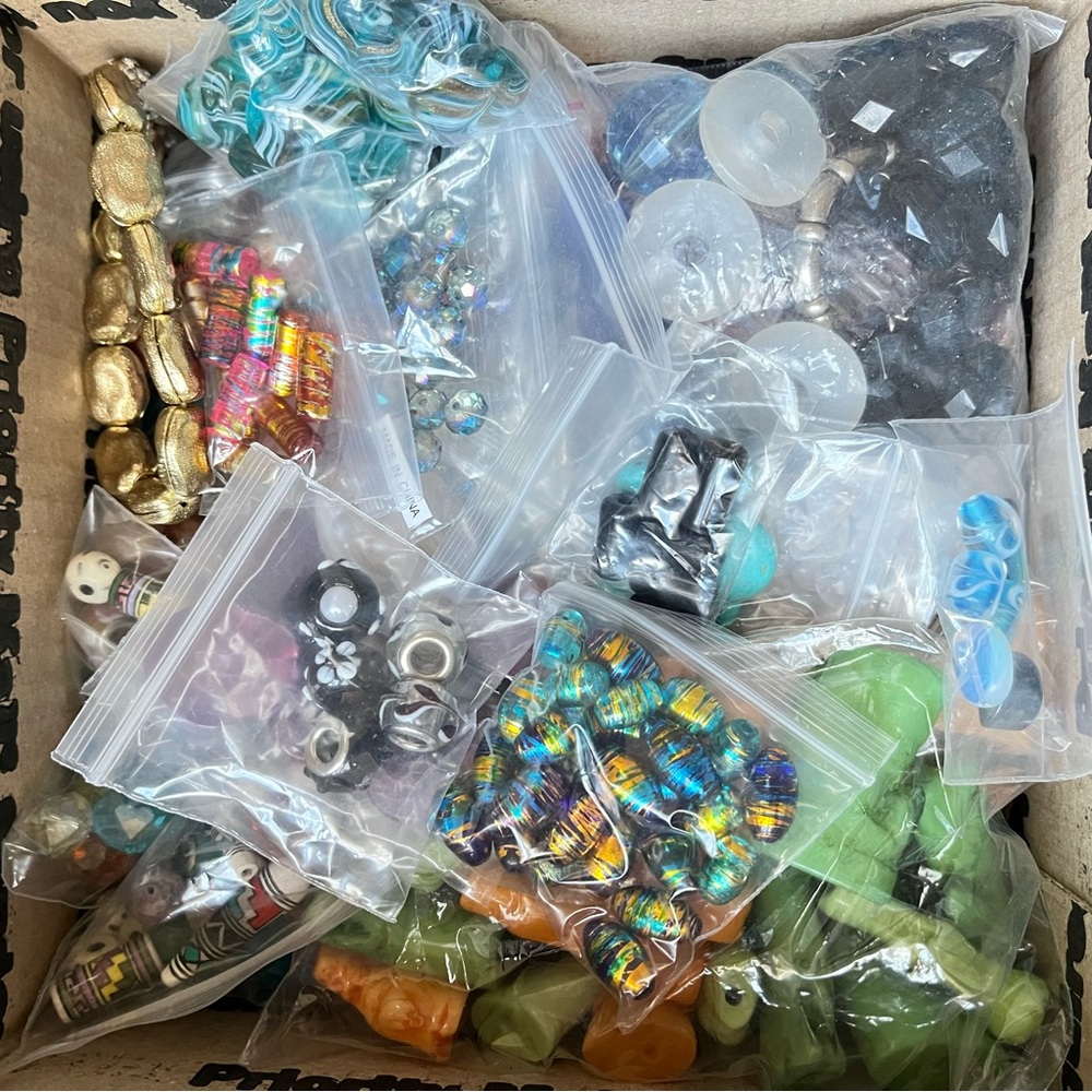 Huge box of Beads large size unique statement beads for craft